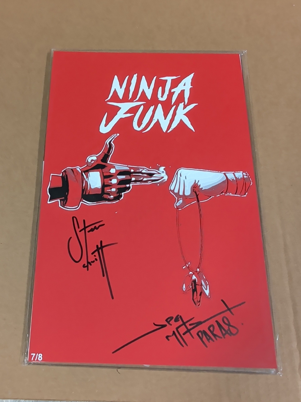Ninja Funk #1 Run the Jewels homage Red METAL 2x Signed w/COA  LTD 8 7/8 NM
